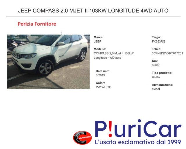 Jeep Compass 2.0MJT140cv 4WD auto Navi Cruise Lane EU6D Temp - Foto 14